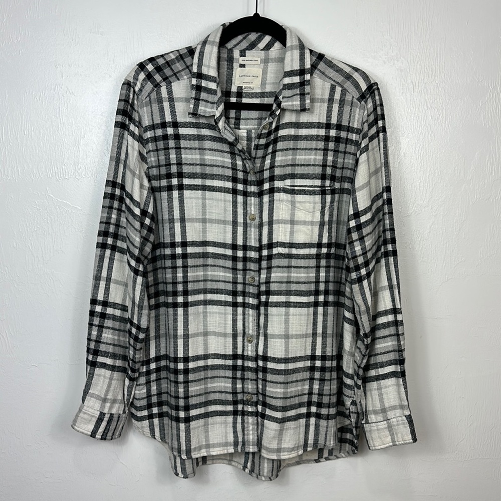 American Eagle Ahh-amazingly Soft Plaid Flannel Boyfriend Fit Shirt